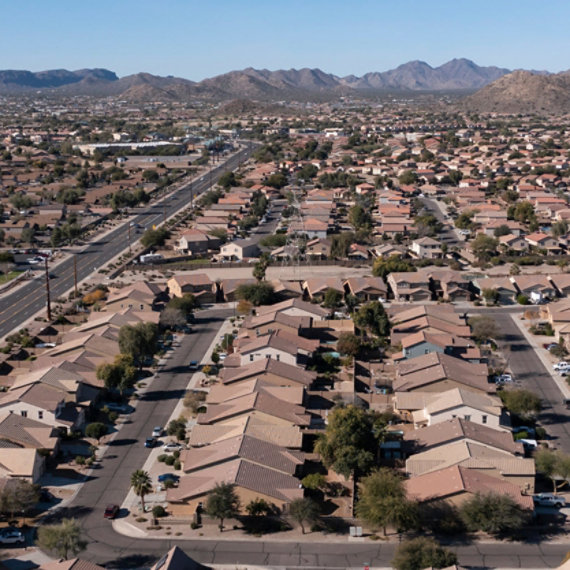Aerial view of San Tan Valley, Arizona-a fast-growing community in the desert.