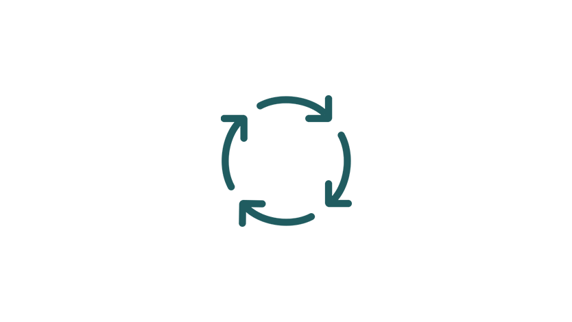 An illustration showing arrows in a circular pattern to represent recycling.