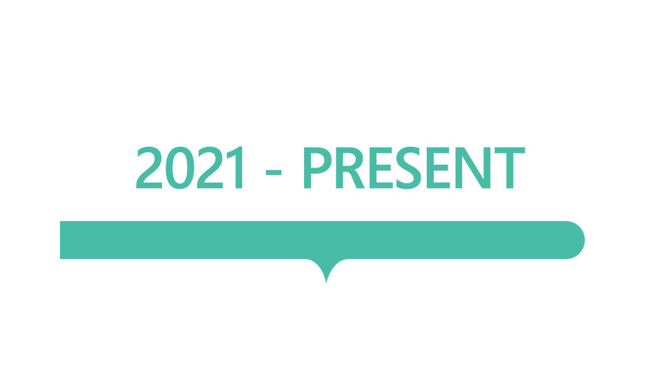 Timeline with the dates 2021-present