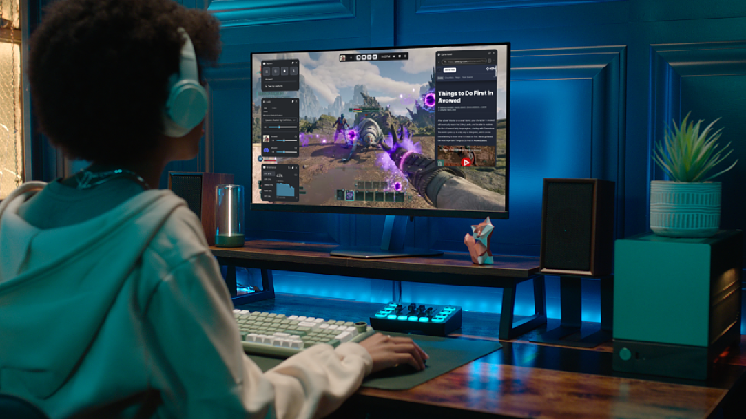 An image of a girl gaming and using Game Assist