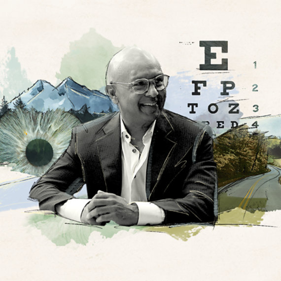 Illustration of Dr. Sunil Gupta, who established Intelligent Retinal Imaging Systems (IRIS).