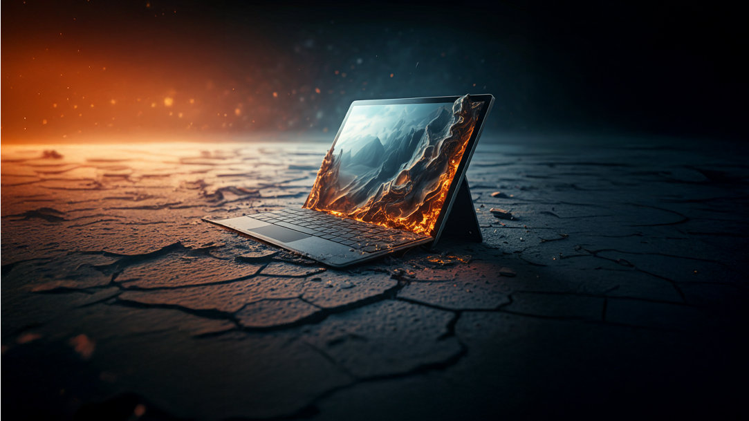 An image depicting a laptop in an overheated environment