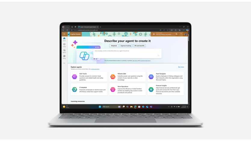 Device showing Copilot Studio