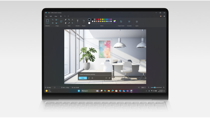 Open Surface Laptop showing Paint with Generative Fill
