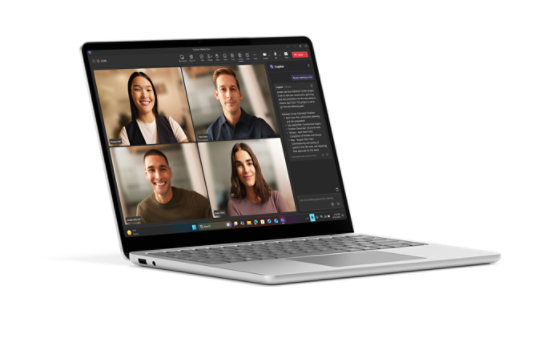 Surface Laptop screen showing people on a video call