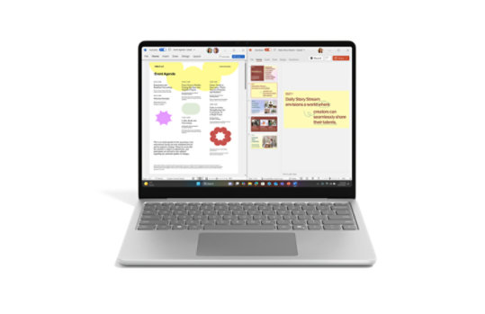 Surface Laptop screen showing a newsletter design