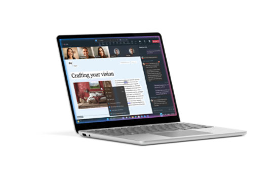 Open Surface Laptop displaying AI experiences