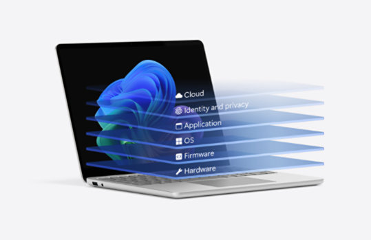 Open Surface Laptop showing layered security