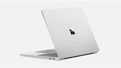 Open Surface Laptop facing backwards