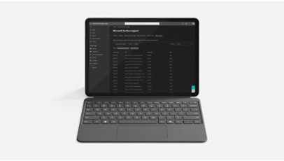 Surface Pro showing Surface support options