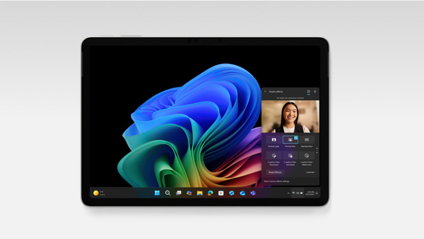 Surface Pro showing Windows Studio Effects