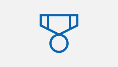 Blue icon of a ribbon with a medal