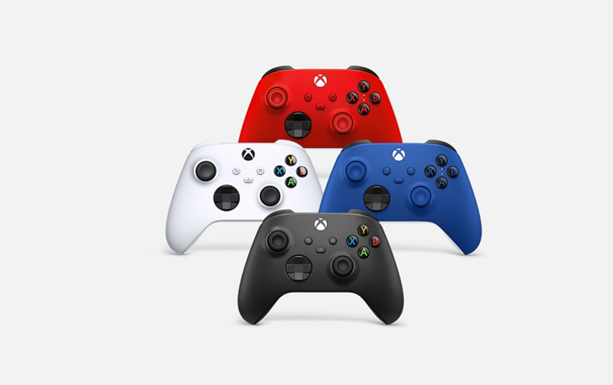 Mandos Inalámbricos Xbox rojo, blanco, azul y negro