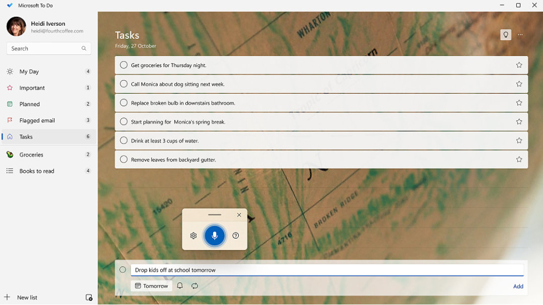 Microsoft To Do list with Tasks listed